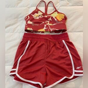 Reebok Rhodonite Tri-back Sports Bra and Shorts